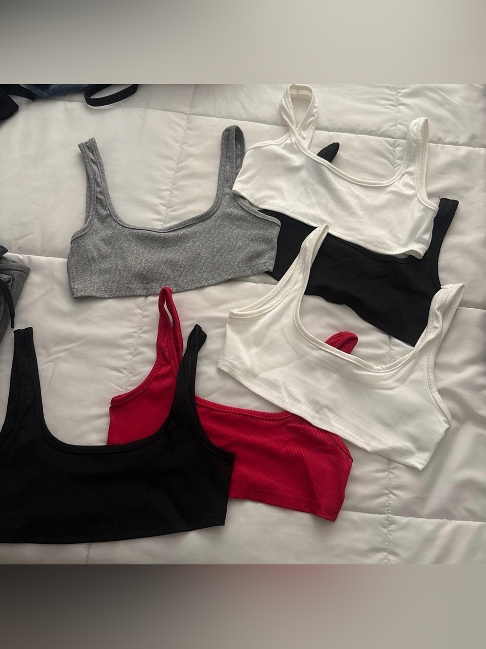 Everyday Ribbed Bralette - Red, Black, White, Gray